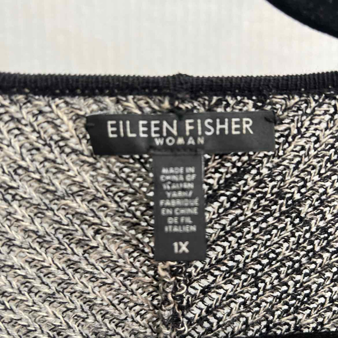 EILEEN FISHER Shrug TAUPE/BLACK / 1x EILEEN FISHER Knit BLOCK Women's Sweaters Women Size 1x TAUPE/BLACK Shrug