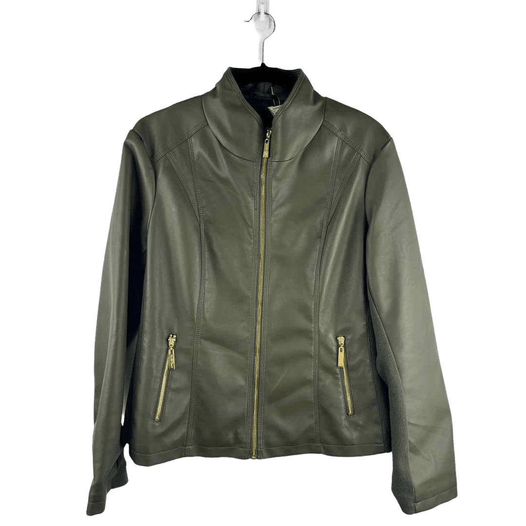 ELLEN TRACY Jacket Dark Green / Xl ELLEN TRACY Faux Leather Solid Women's Jackets & Coats Women Size Xl Jacket