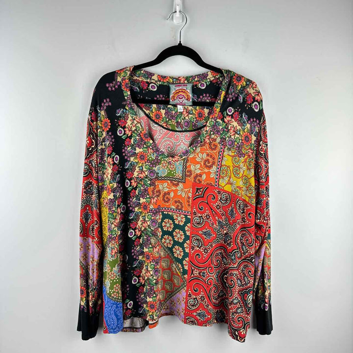 JOHNNY WAS Long Sleeve Abstract Women's Tops Women Size Xl Multi-Color Top