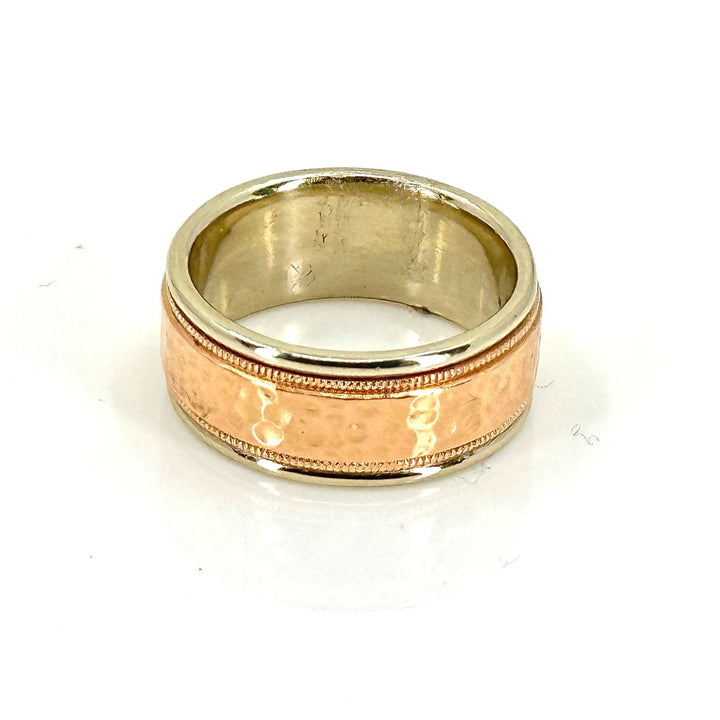 Gelin Abaci 7.5 / yellow / 14K 14K "Gelin Abaci" 8.7mm HAMMERED BAND Mens RING Size 7.5