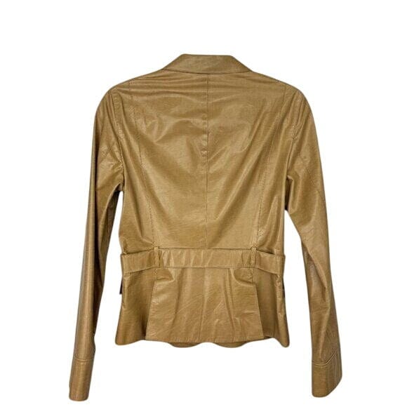 Hugo Boss S / Tan / Leather BOSS Hugo Boss Tan Coated Women's Leather Jacket - Size S