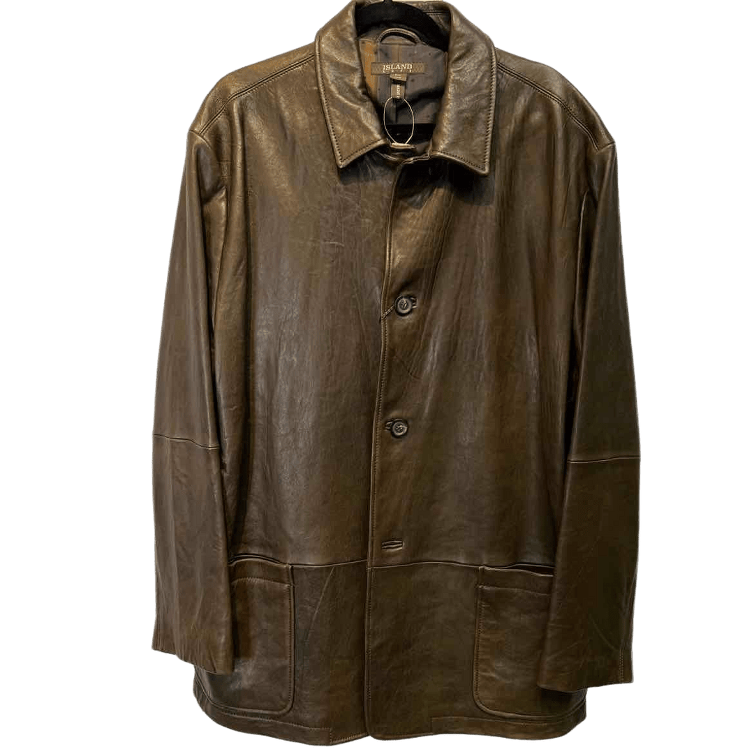 ISLAND SOFT Jacket Chocolate / XL ISLAND SOFT Mens Chocolate Long Sleeve Leather Jacket Size XL