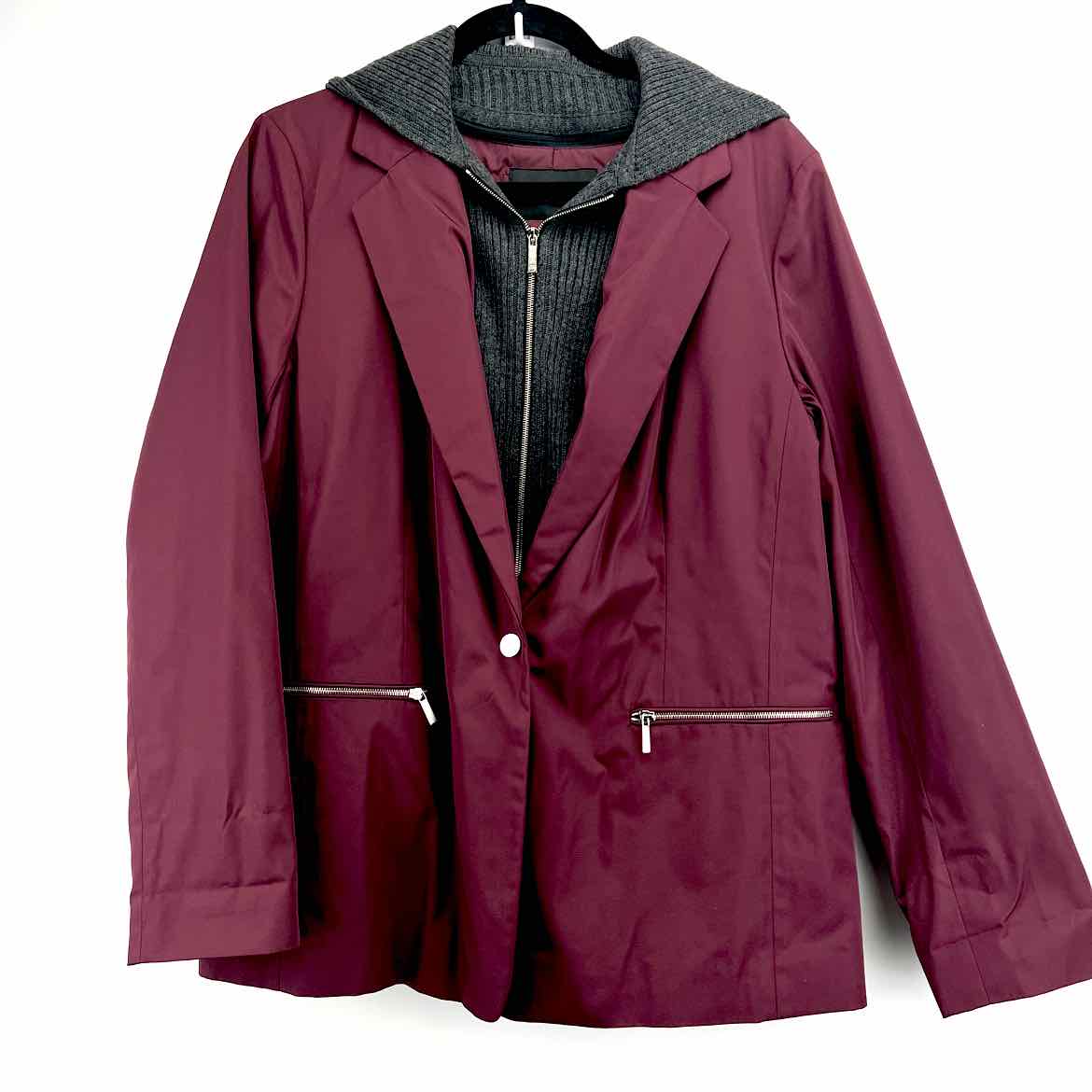 ZELLA HOODED ZIP-UP Women's Jackets & Coats Women Size L GREY Jacket -  Simply Posh Consign