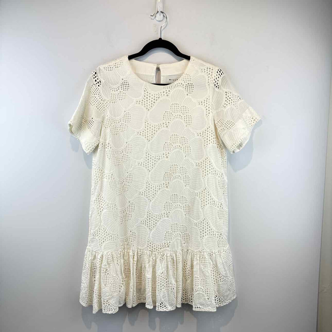 MILLY Dress White / M MILLY Short Sleeve Eyelet Women's Women Size M White Dress