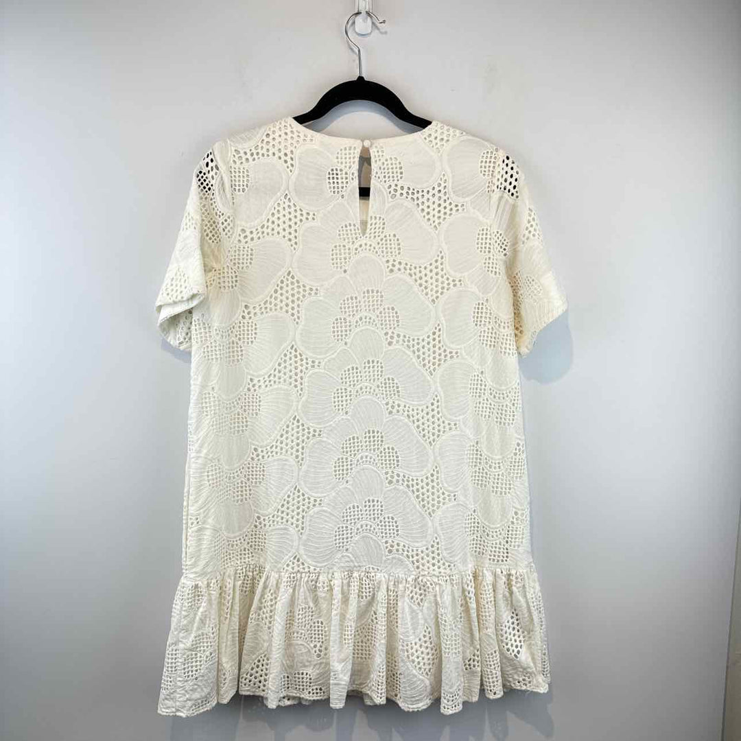 MILLY Dress White / M MILLY Short Sleeve Eyelet Women's Women Size M White Dress