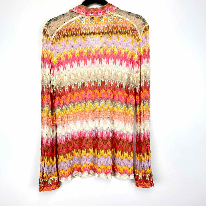 MISSONI Blouse Pink & Multi / 46 MISSONI Knit LINES Women's Tops Women Size 46 Pink & Multi Blouse