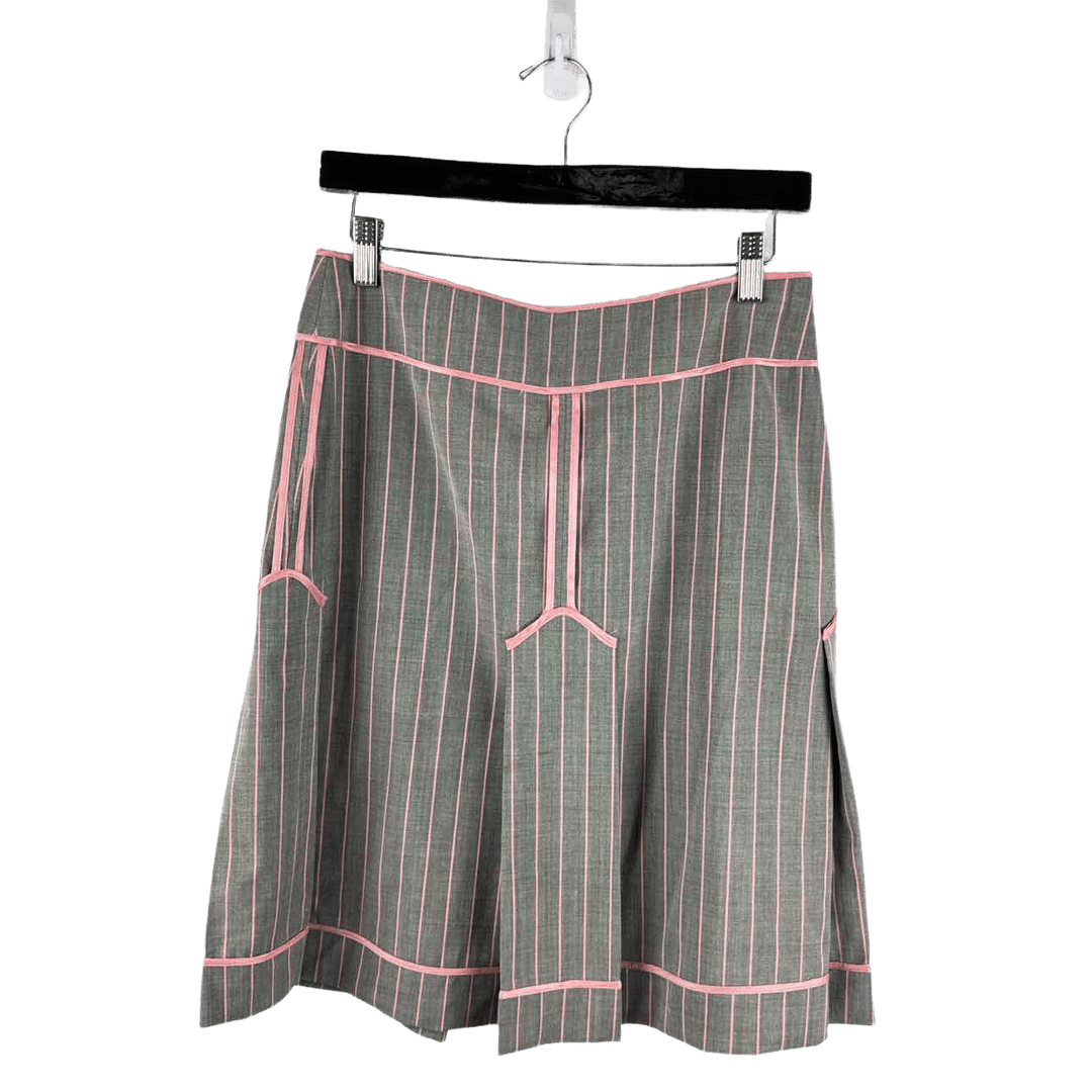 MOSCHINO Skirt grey, pink / 8 Moschino Vintage Y2K Pinstripe Pink & Grey Women's Skirt - Size 8