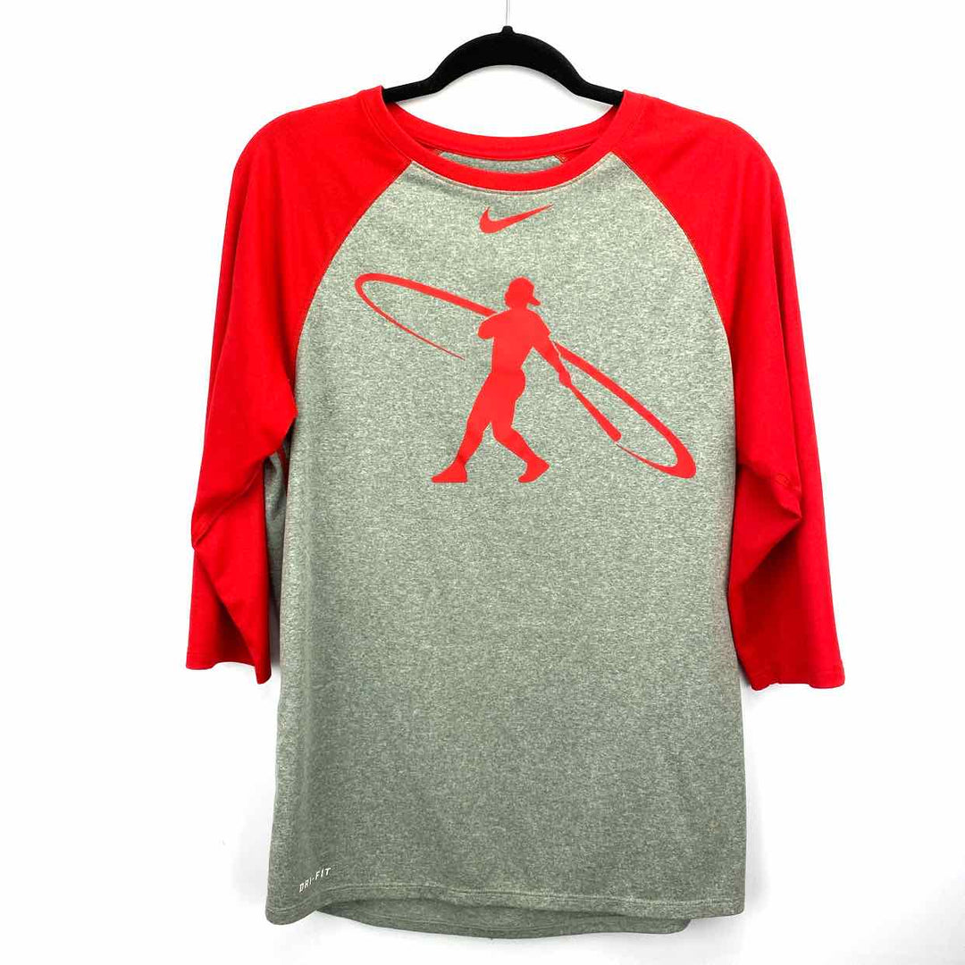 NIKE Shirt M NIKE GREY & RED BLOCKED 3/4 Sleeve Men's Men's Clothes Mens Size M Shirt