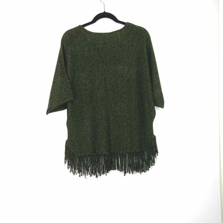 No Label Sweater Forest Green / L/XL No Label HALF-SLEEVE Fringe Women's Women Size L/XL Forest Green Sweater