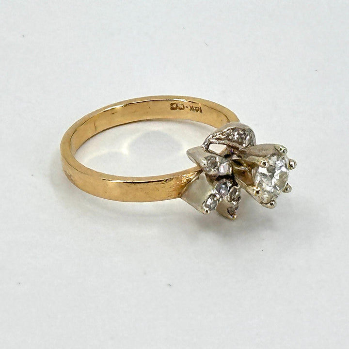 None 7 / 14K yellow gold / Gold 14K YELLOW GOLD Women's RING WITH WHITE GOLD LEAVES And 0.70ct DIAMOND SiZE 7