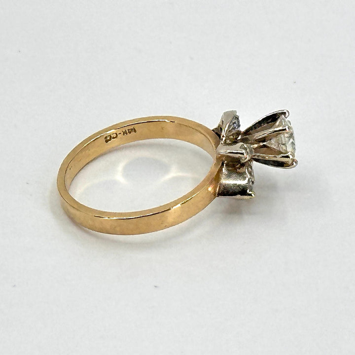 None 7 / 14K yellow gold / Gold 14K YELLOW GOLD Women's RING WITH WHITE GOLD LEAVES And 0.70ct DIAMOND SiZE 7