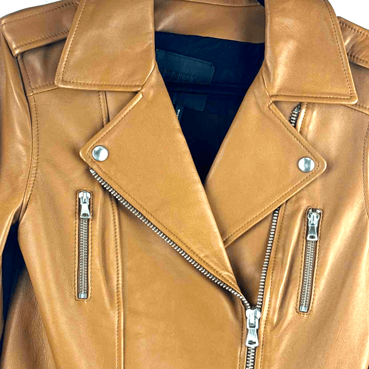 PAIGE Jacket Camel / S PAIGE Rayven Leather Moto Jacket in Camel - Size S