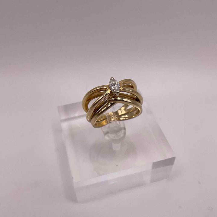 Posh Resale Ring 14K YELLOW GOLD MARQUISE .22ct  DIAMOND WEDDING SET Womens Size 6