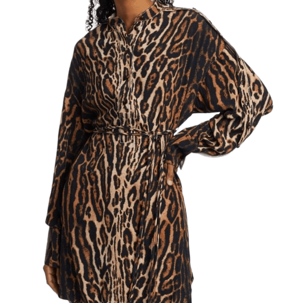 PROENZA SCHOULER Dress Black & Brown / 10 NWT Proenza Schouler Leopard Print Crepe De Chine Shirtdress - Size 10