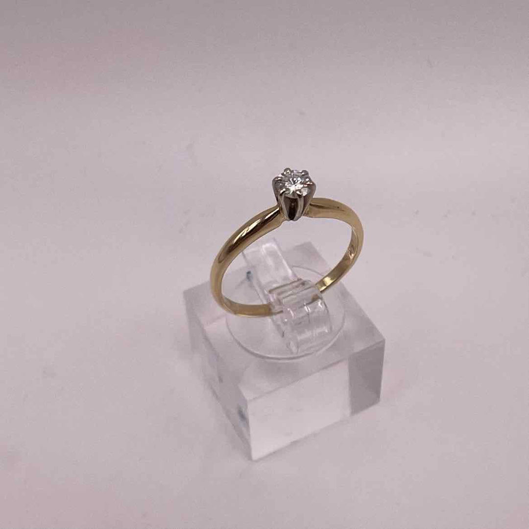 RB COLLECTION Ring 14K YELLOW GOLD RBC Solitaire .18ct  DIAMOND RING Womens Size 7