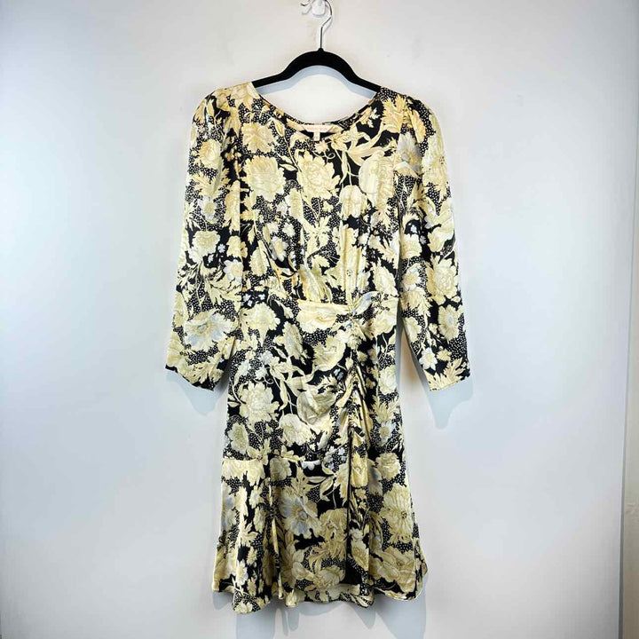 REBECCA TAYLOR Dress Black & Yellow / 4 REBECCA TAYLOR Long Sleeve Floral Women's Dresses Women Size 4 Dress