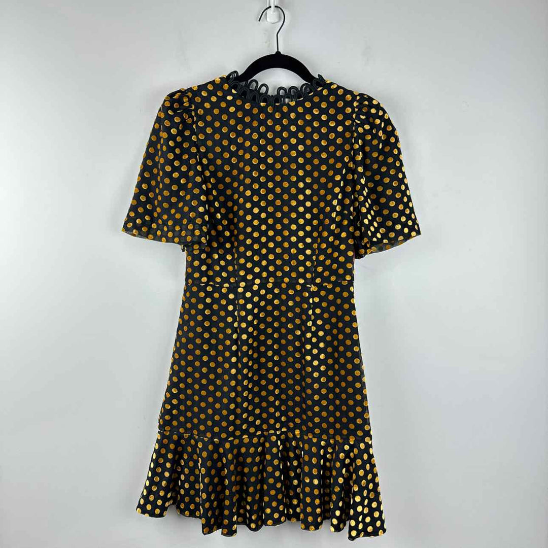 RHODE Dress Black & Gold / 4 RHODE Short Sleeve Polka Dot Women's Dresses Women Size 4 Black & Gold Dress