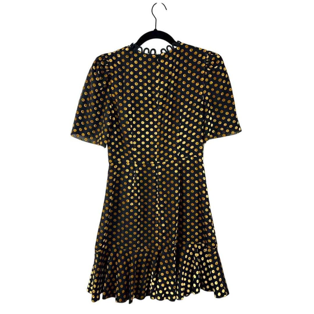 RHODE Dress Black & Gold / 4 RHODE Short Sleeve Polka Dot Women's Dresses Women Size 4 Black & Gold Dress