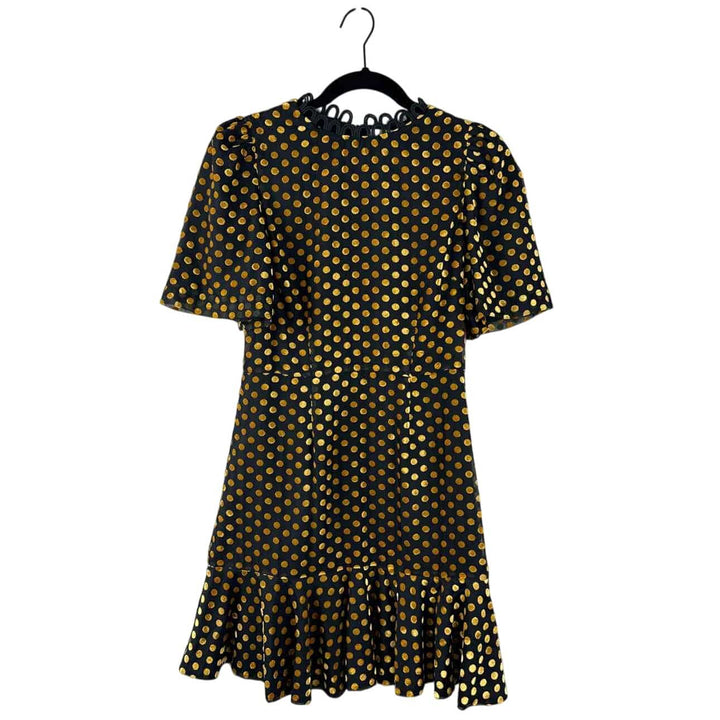 RHODE Dress Black & Gold / 4 RHODE Short Sleeve Polka Dot Women's Dresses Women Size 4 Black & Gold Dress