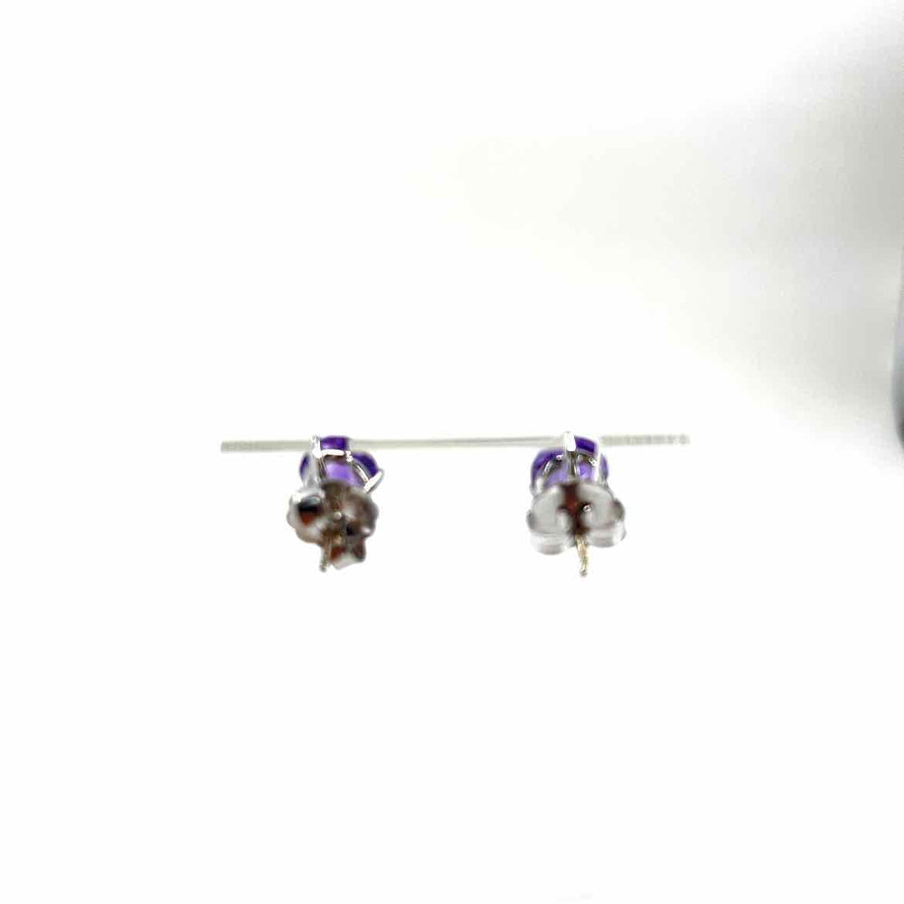 Simply Posh Consign Earrings NOT BRANDED 14KT White Gold 6.5mm Women's Purple Round Amethyst Earrings
