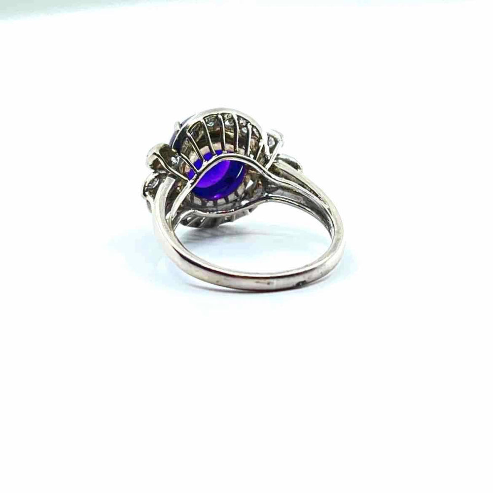 Simply Posh Consign Jewelry 14K White Gold Amethyst & Diamond Ring - 3.1 Carats of Amethyst and 0.36 Carat Diamond Accent