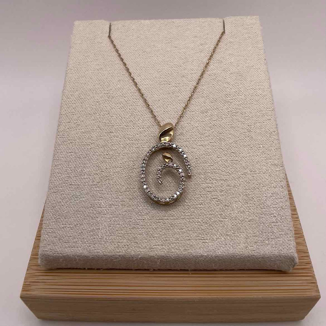 Simply Posh Consign Necklace 10KY YELLOW GOLD  PAVE DIAMOND SWIRL NECKLACE