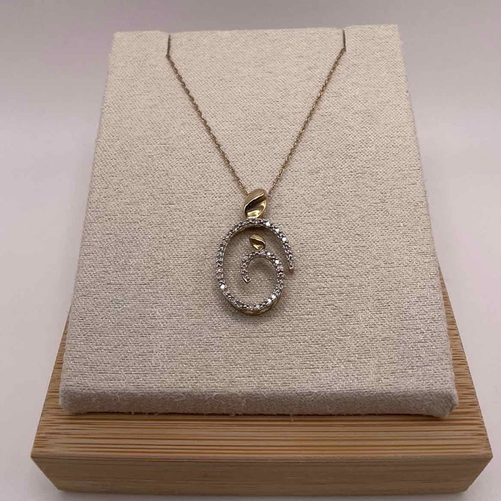 Simply Posh Consign Necklace 10KY YELLOW GOLD  PAVE DIAMOND SWIRL NECKLACE