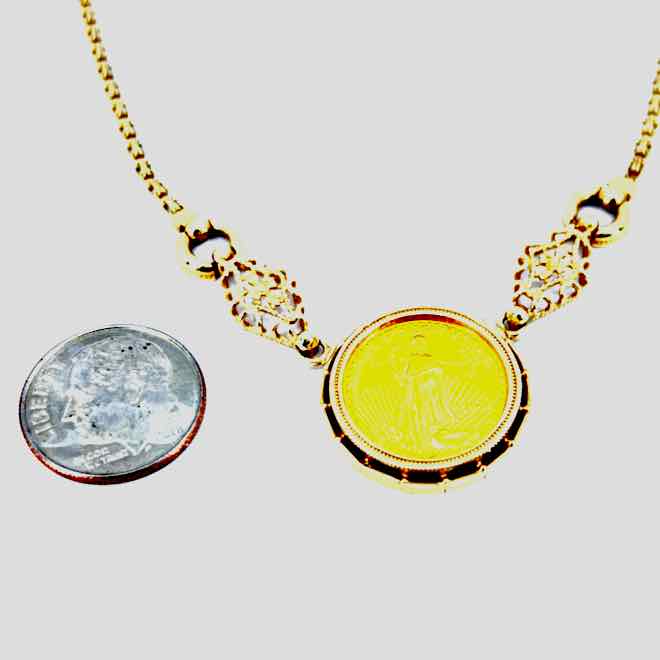 Simply Posh Consign Necklace 14K Yellow Gold 17 in Necklace Gold Coin