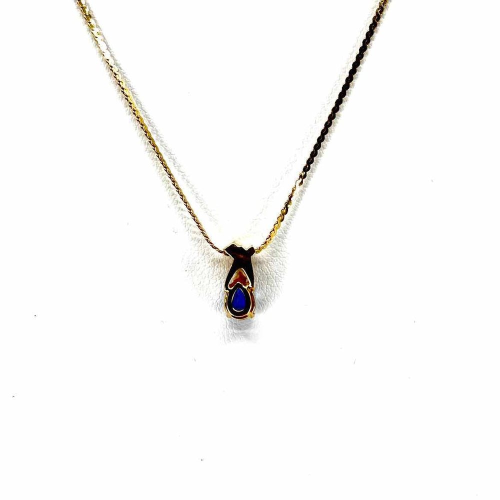 Simply Posh Consign Necklace NOT BRANDED 14K Yellow Gold .25ct Blue Pear Shape Women's Sapphire Necklace