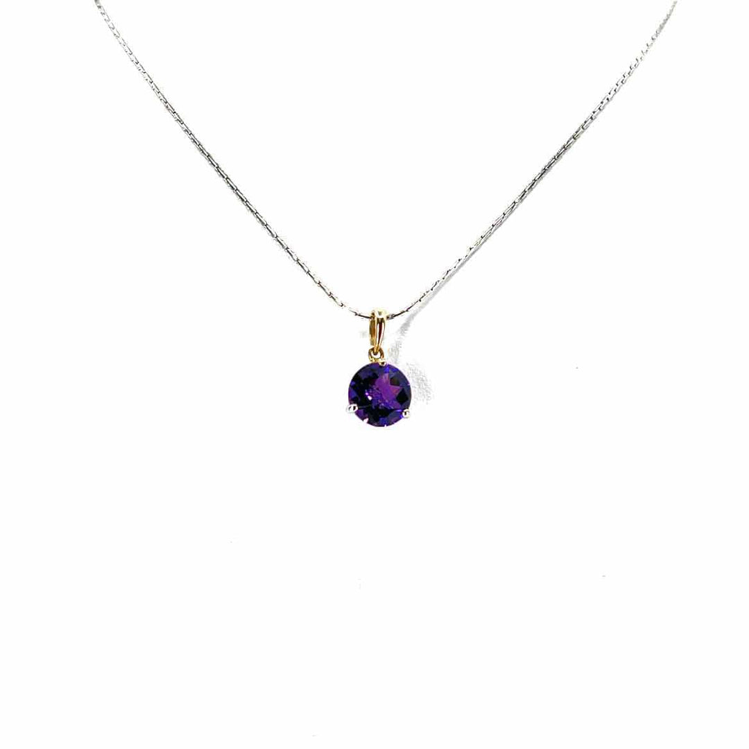 Simply Posh Consign Necklace NOT BRANDED 14KT White Gold 6mm Purple Round Women's Amethyst Necklace