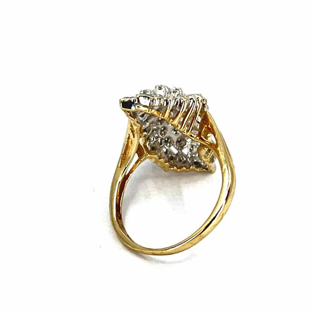 Simply Posh Consign Ring 10K Yellow Gold Clear Diamond Women's Coctail Rings 7.5 Ring