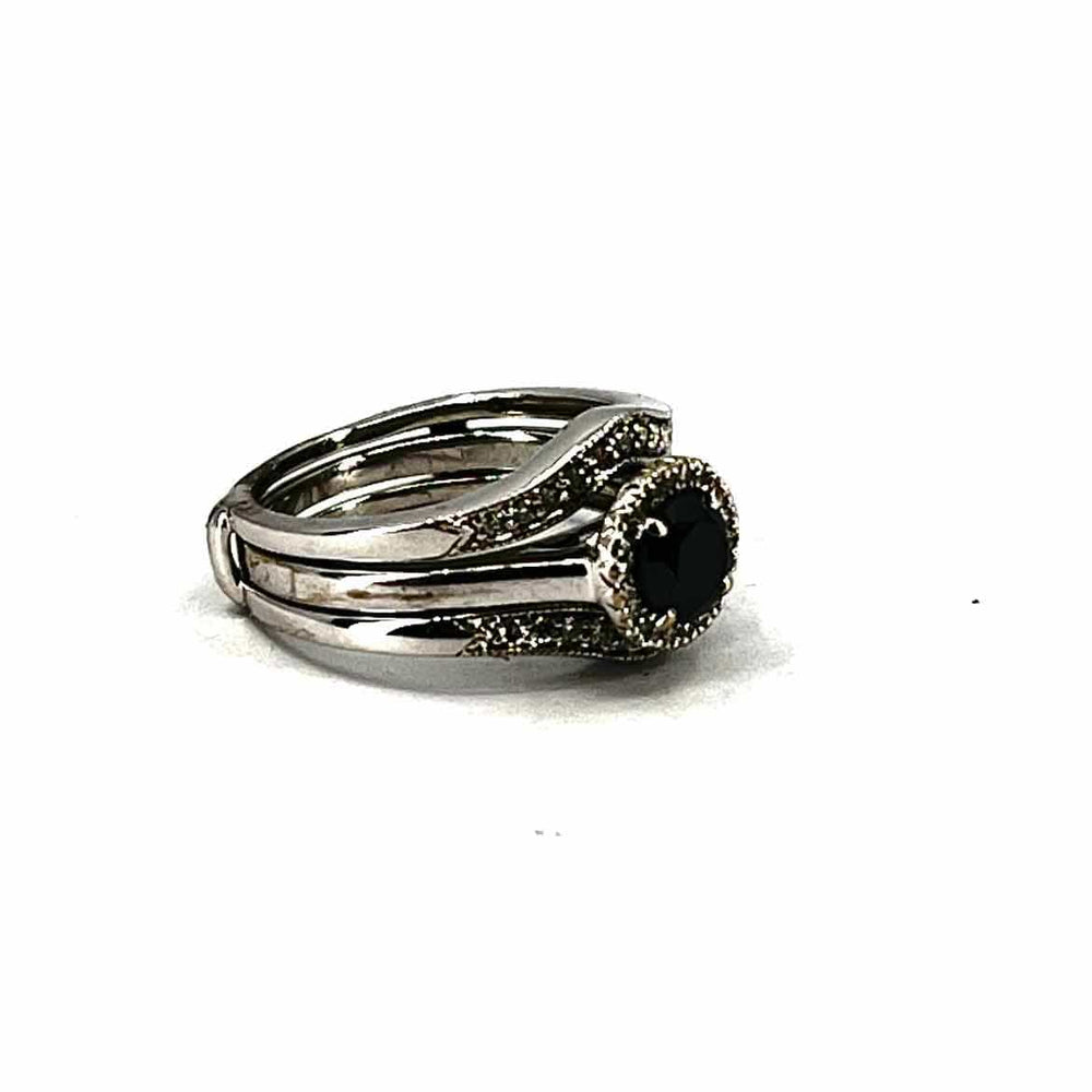 Simply Posh Consign Ring 14K White Gold 6mm Black Diamond Womens Wedding Ring - Size 7.5