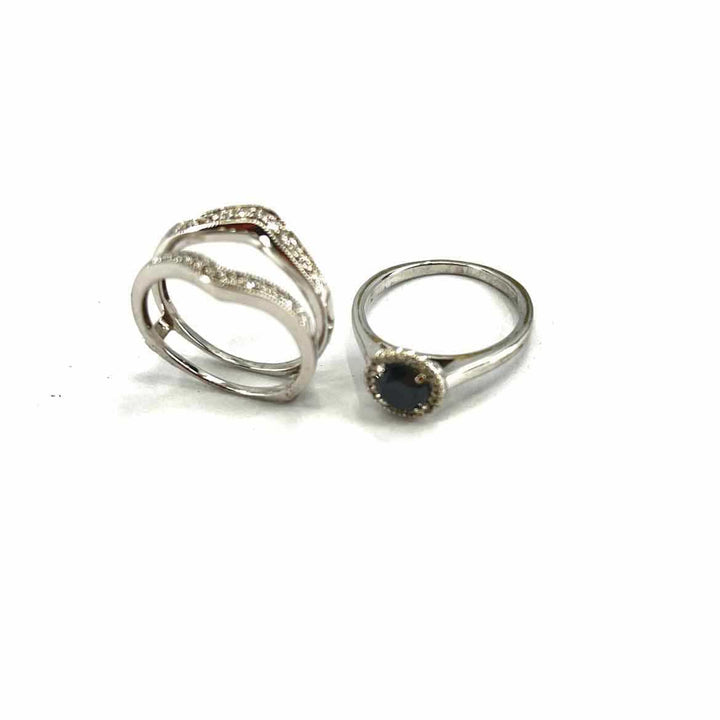 Simply Posh Consign Ring 14K White Gold 6mm Black Round Diamond Women's Wedding Rings 7.5 Ring
