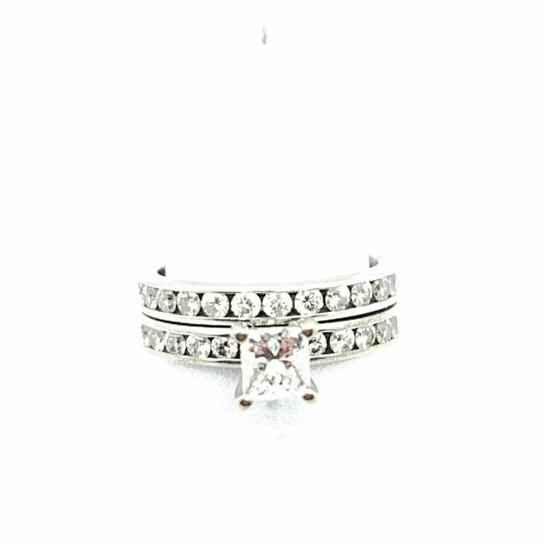 Simply Posh Consign Ring 14K WHITE GOLD PRINCESS CUT Diamond  0.59 ct, E, SI1, 22 RBC 0.65 cttw  WEDDING SET RING Size 5