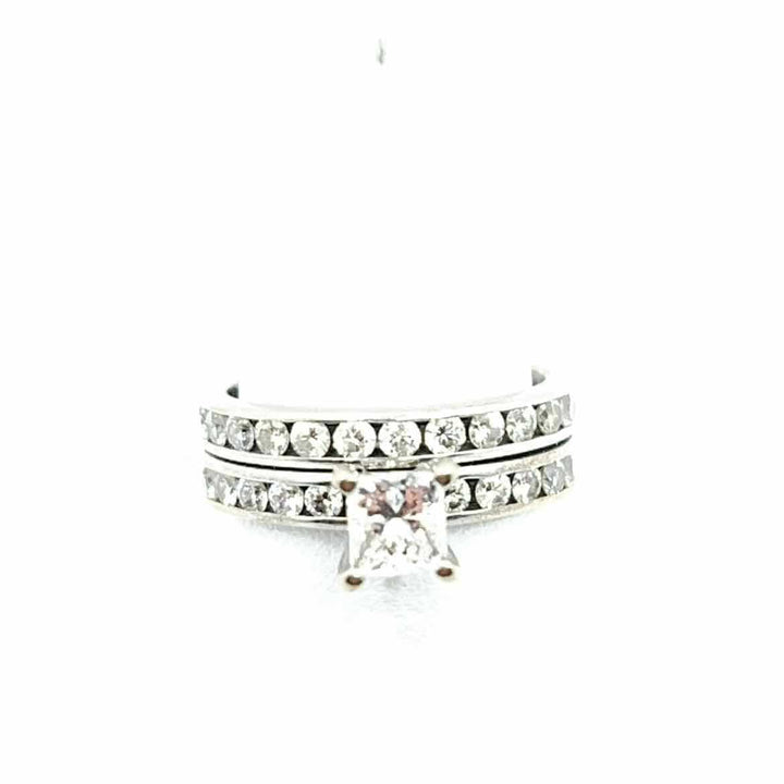 Simply Posh Consign Ring 14K WHITE GOLD PRINCESS CUT Diamond  0.59 ct, E, SI1, 22 RBC 0.65 cttw  WEDDING SET RING Size 5