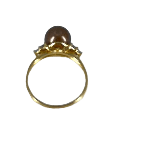 Simply Posh Consign Ring 14K YELLOW GOLD 9mm TAHITIAN PEARL & DIAMOND RING Size 7