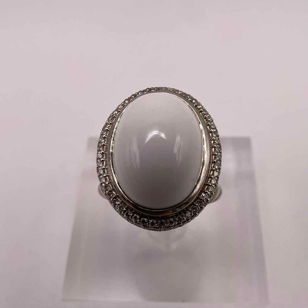 Simply Posh Consign Ring David Yurman Sterlins Silver Albion Pearl with Pave Dia Ring Size 605