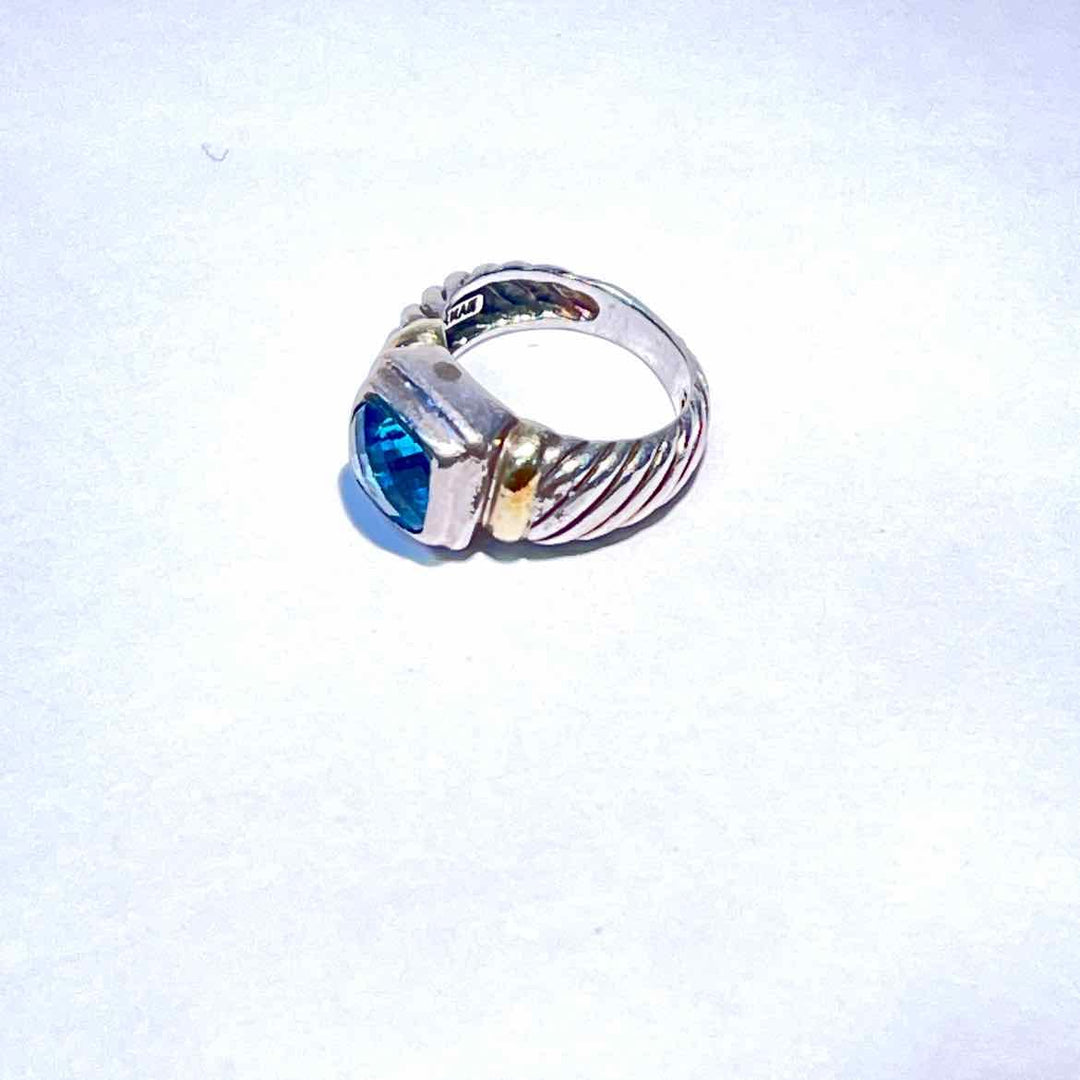 Simply Posh Consign Ring Dazzling David Yurman Blue Topaz Ring  925585 Sterling Silver  Ladies Designer Jewelry