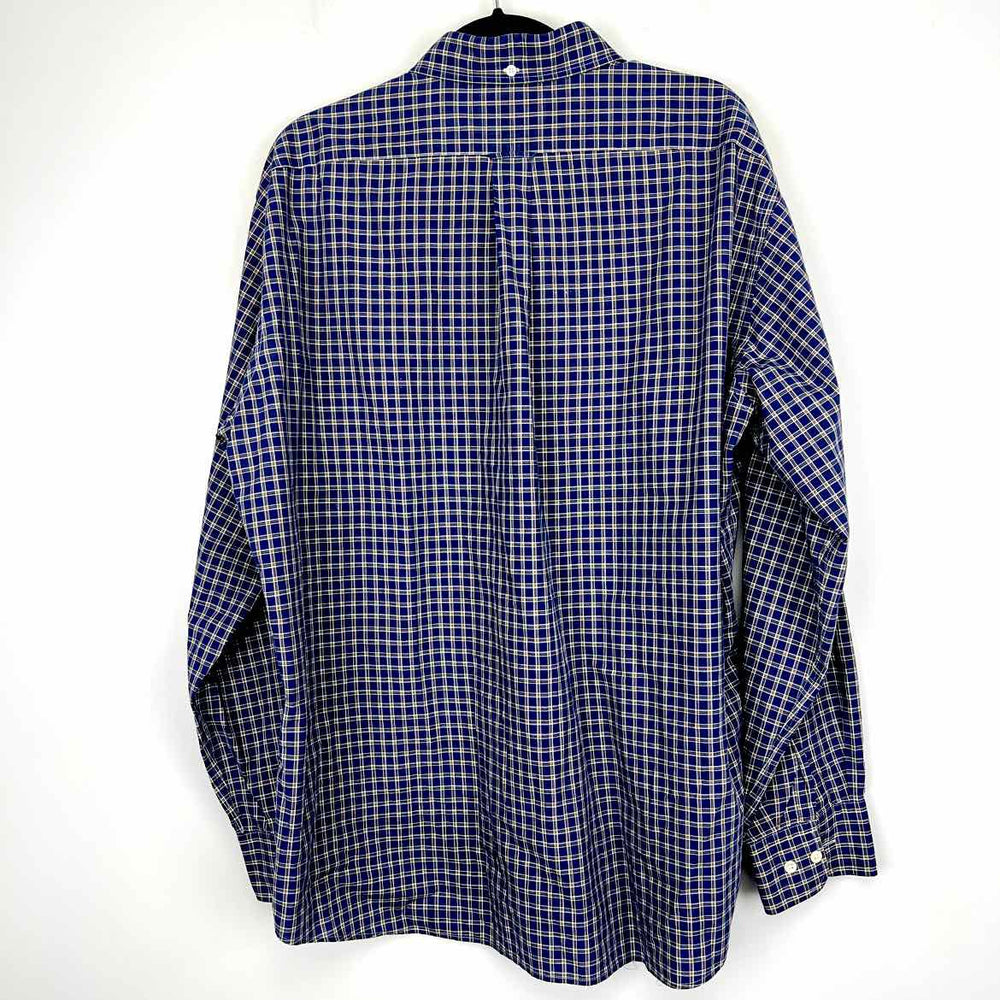 Simply Posh Consign Shirt Blue / XL FACONNABLE Checkered Men's Long Sleeve Men's Clothes Mens Size XL Blue Shirt