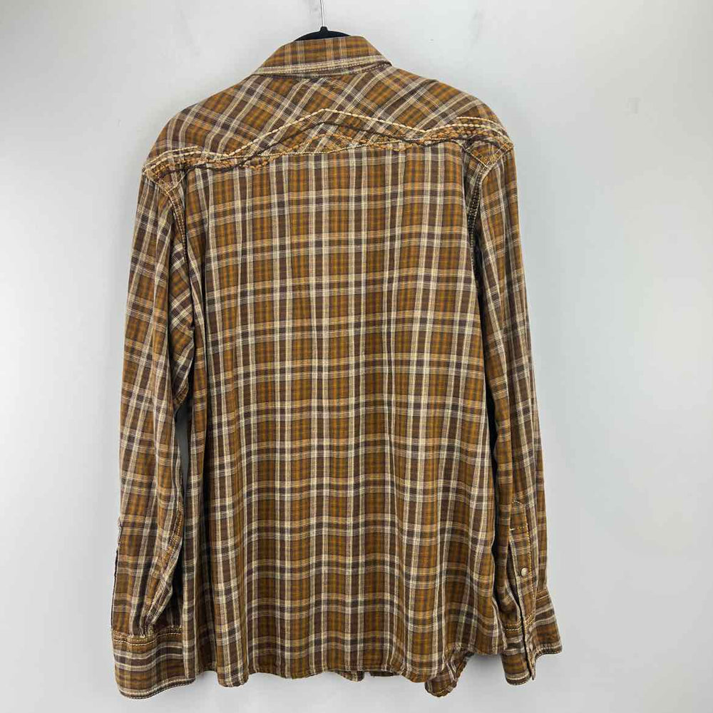 Simply Posh Consign Shirt Brown / L ARIAT Plaid Men's Long Sleeve Men's Clothes Mens Size L Brown Shirt