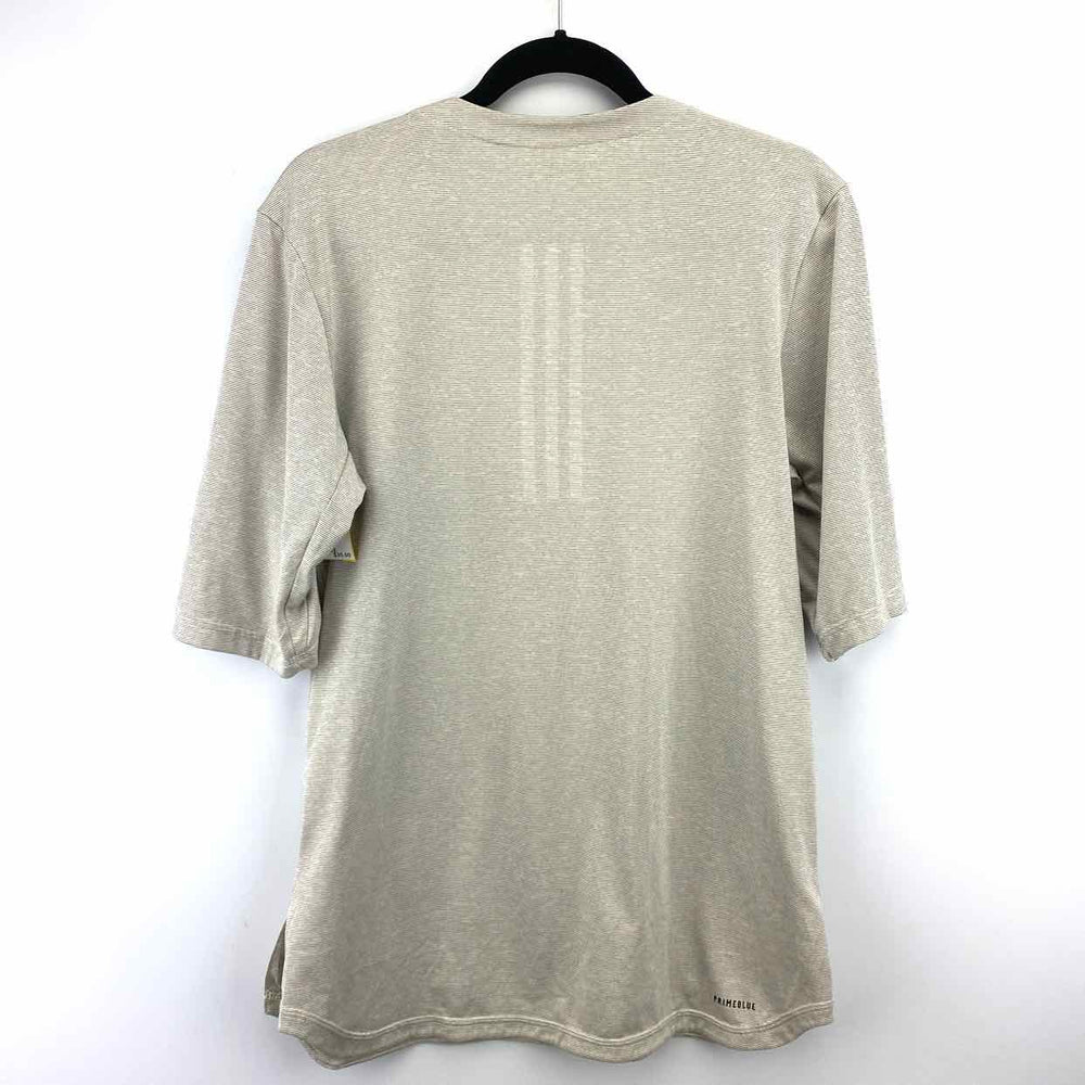 Simply Posh Consign Shirt Cream / M ADIDAS Pinstripe Women's Short Sleeve Men's Accessorries Mens Size M Cream Shirt