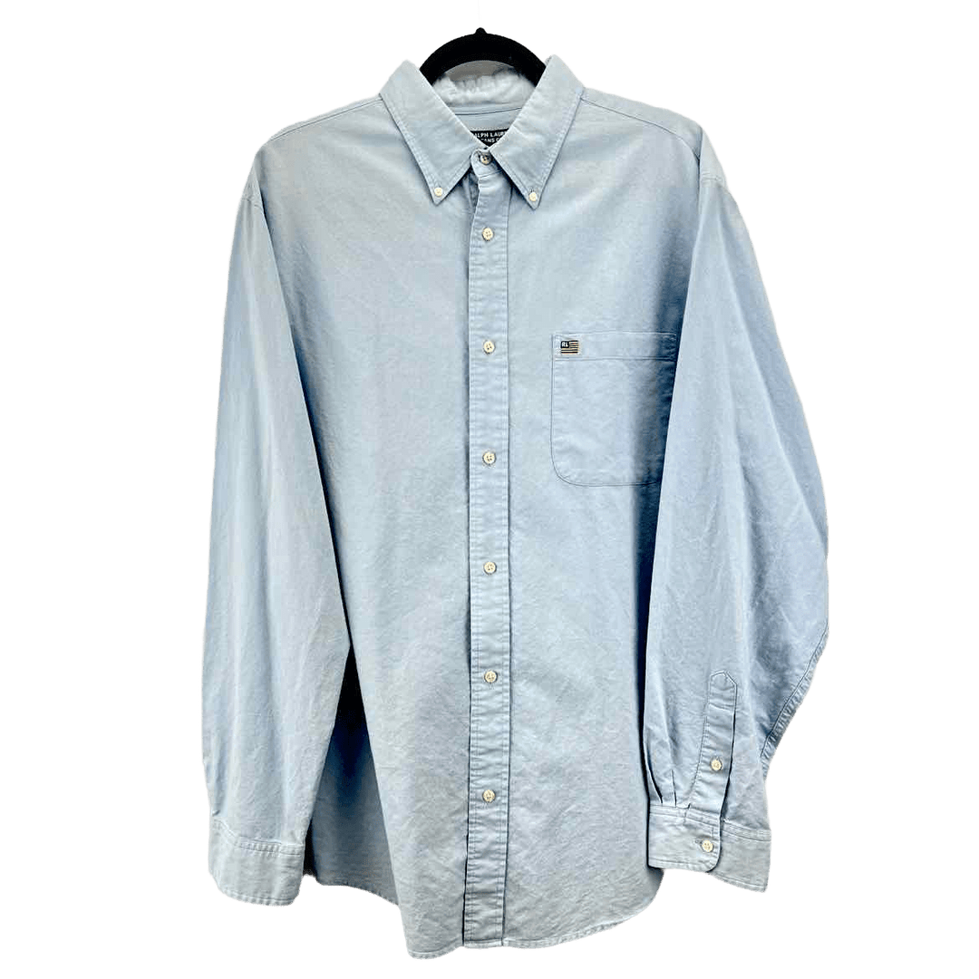 Simply Posh Consign Shirt light blue / L Mens Ralph Lauren Light Blue Cotton Shirt Size L - Solid Color