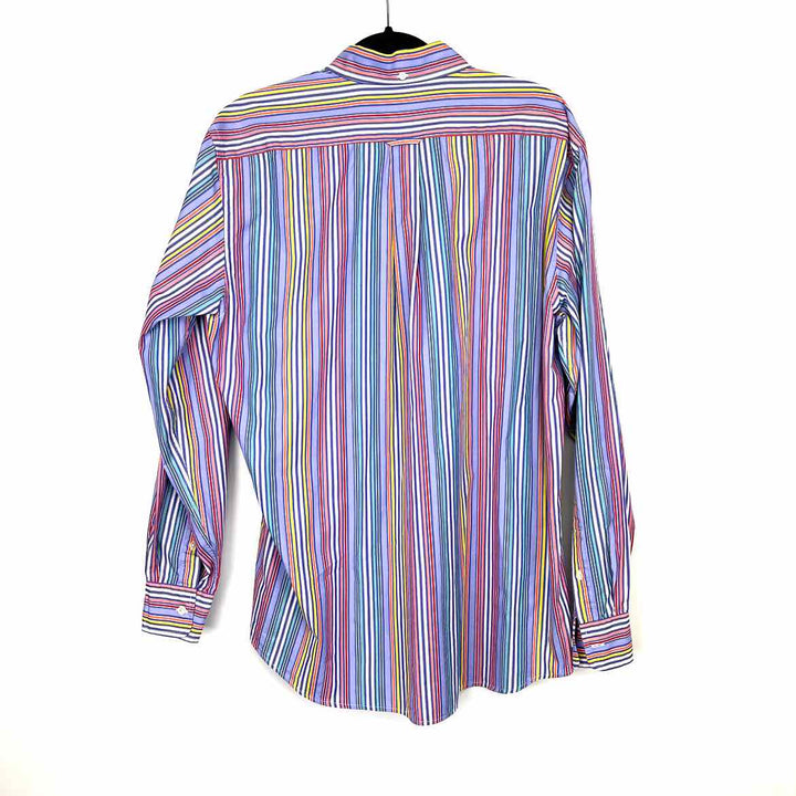 Simply Posh Consign Shirt Purple & Multi / XL FACONNABLE Stripe Men's Long Sleeve Men's Clothes Mens Size XL Shirt