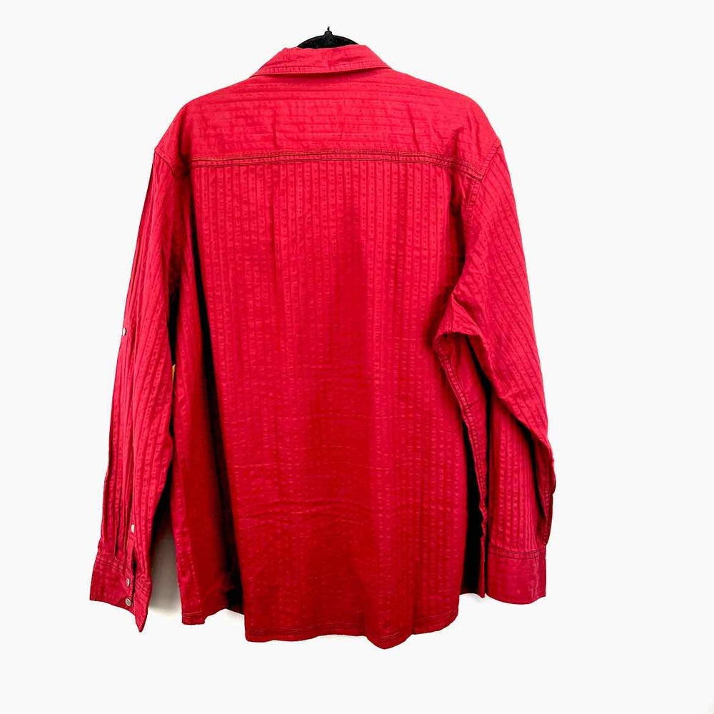 Simply Posh Consign Shirt Red / XXL INC Searsucker Men's LONGSLEEVE Men's Clothes Mens Size XXL Red Shirt