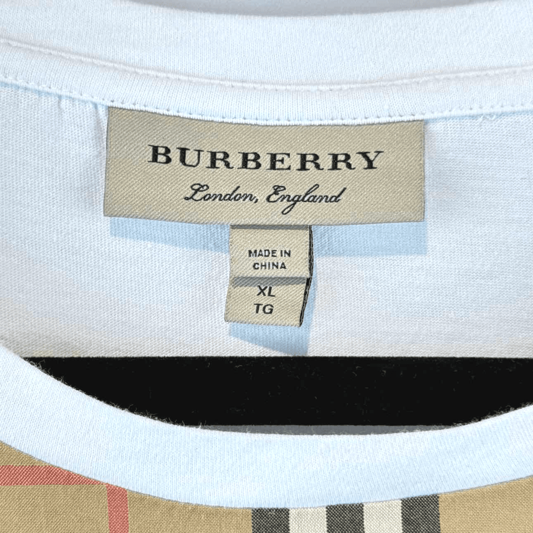 Simply Posh Consign Shirt TAN/BLACK/RED / XL BURBERRY Short Sleeve Plaid Men's Tee - Size XL