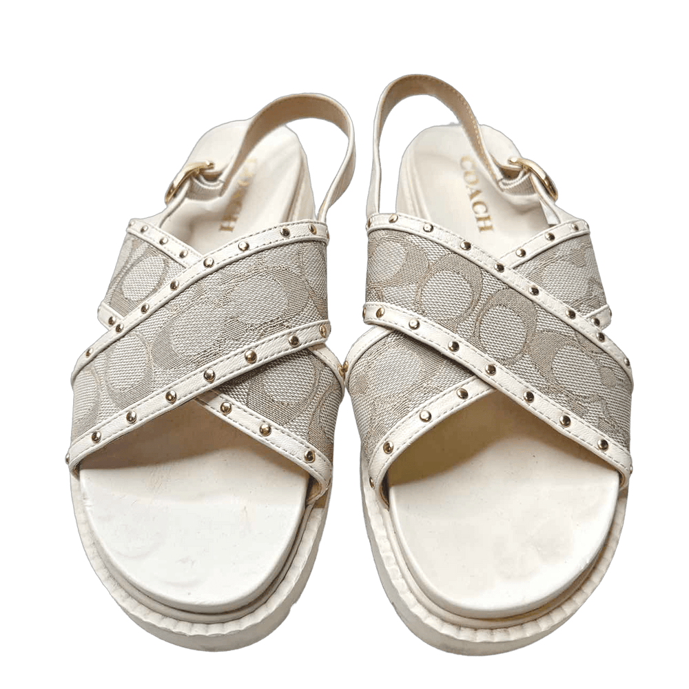 Simply Posh Consign SHOES Tan COACH Women's Monogram Tan Sandals - Size 8