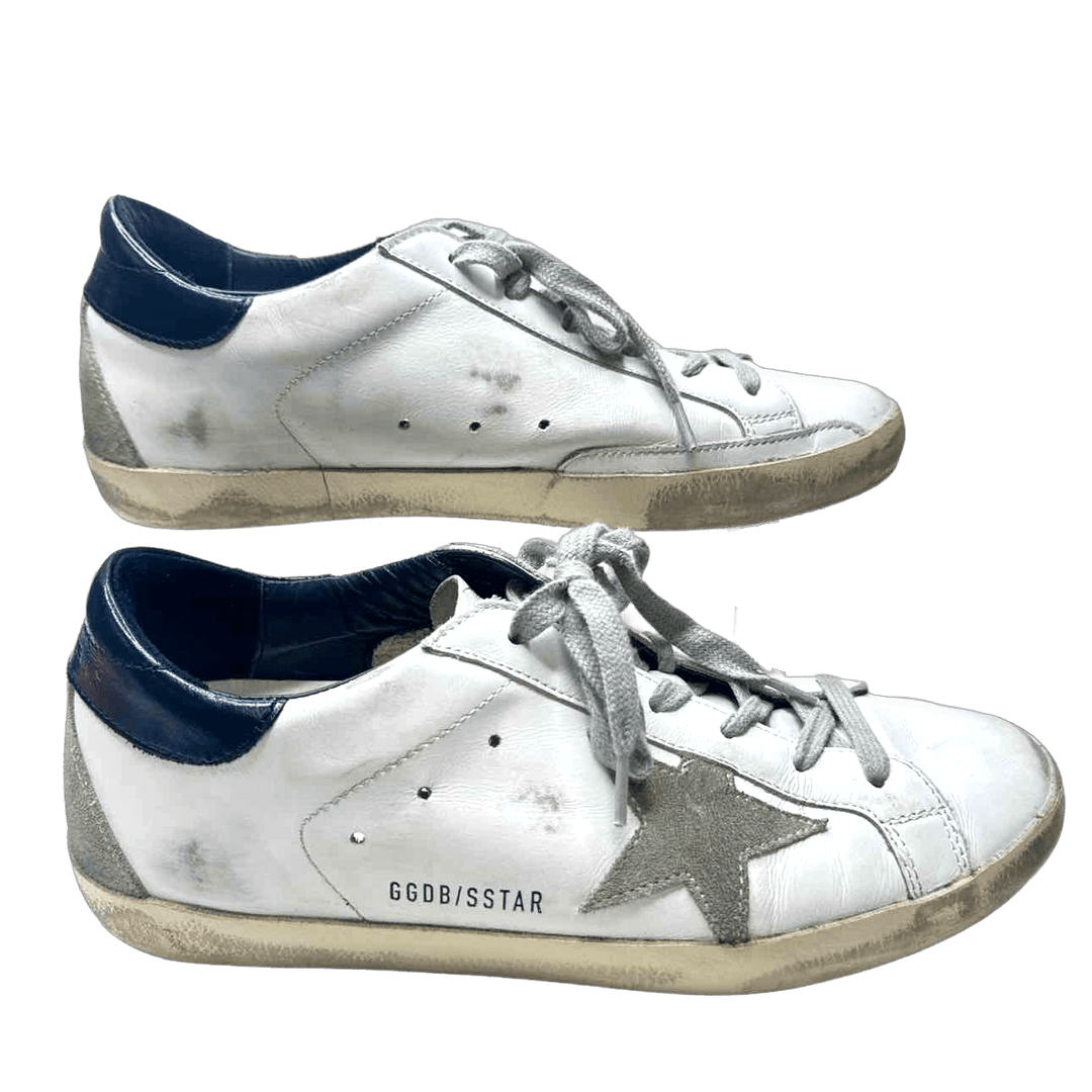 Simply Posh Consign SHOES White Golden Goose White Distressed Leather Star Sneakers - Size 8