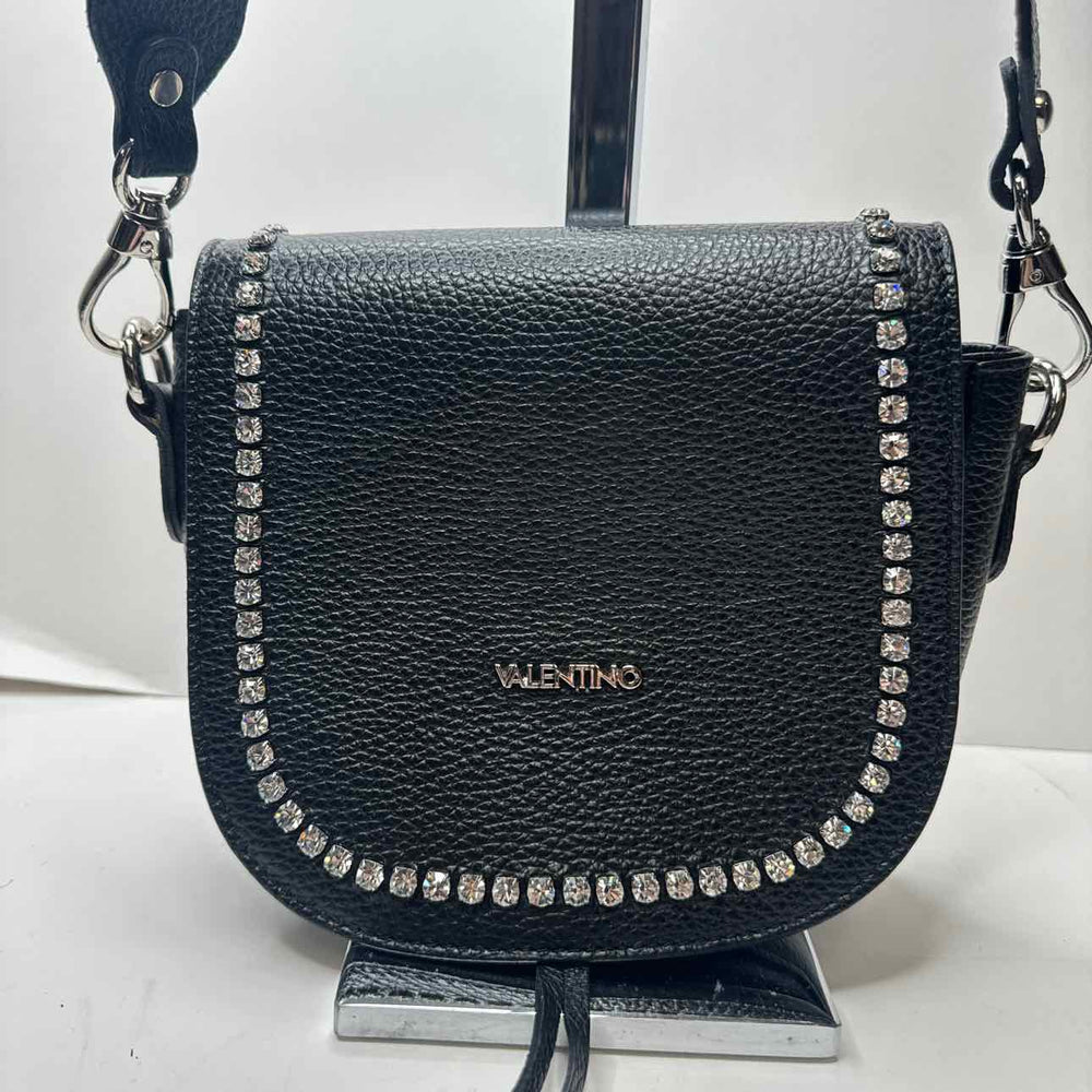 Simply Posh Consign Shoulder Bag VALENTINO Black CRYSTALS Leather Women's Shoulder Bag
