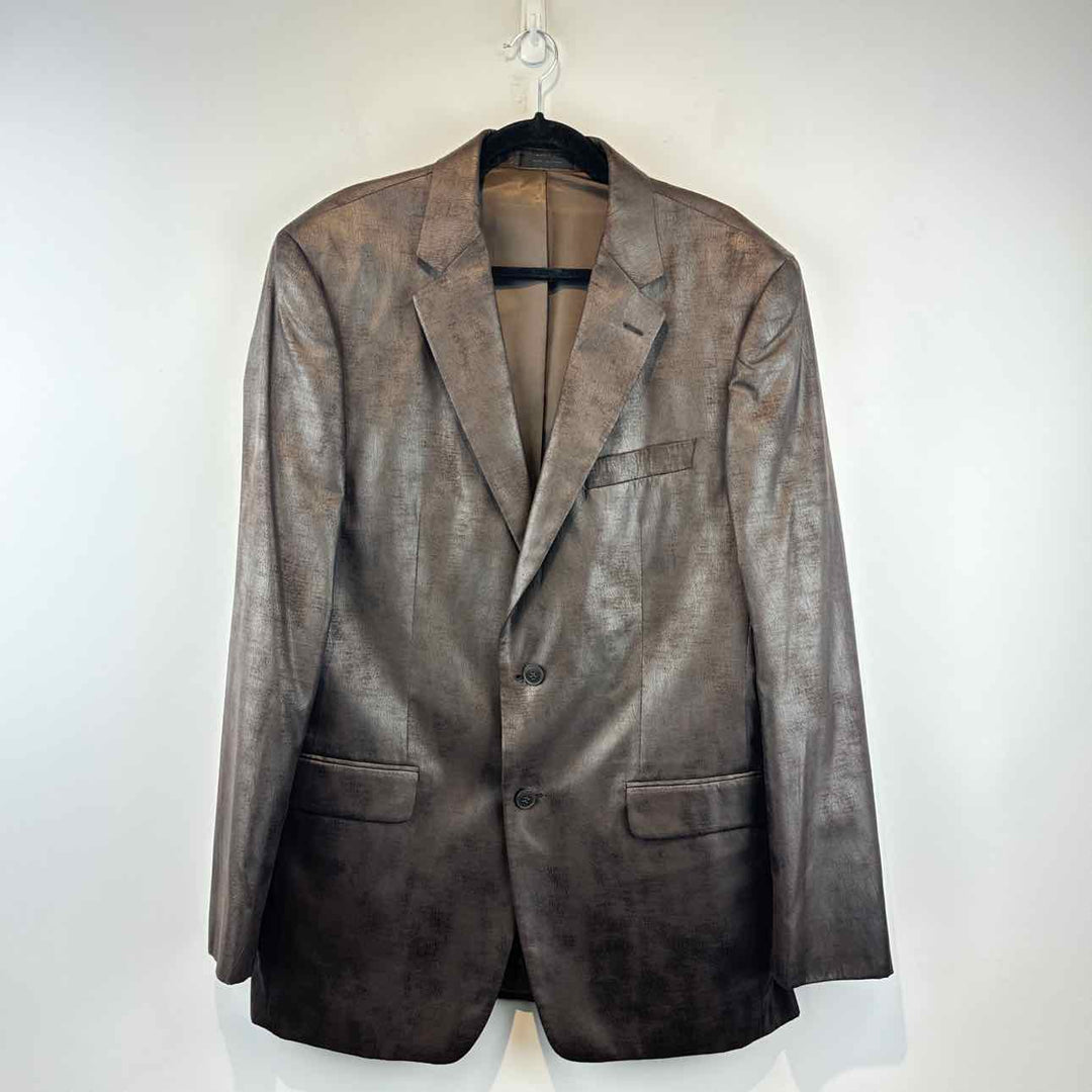 Simply Posh Consign Sport Jacket CHOCOLATE BROWN / 42 ANDREW FEZZA Crackle Men's Suede Mens Size 42 CHOCOLATE BROWN Sport Jacket