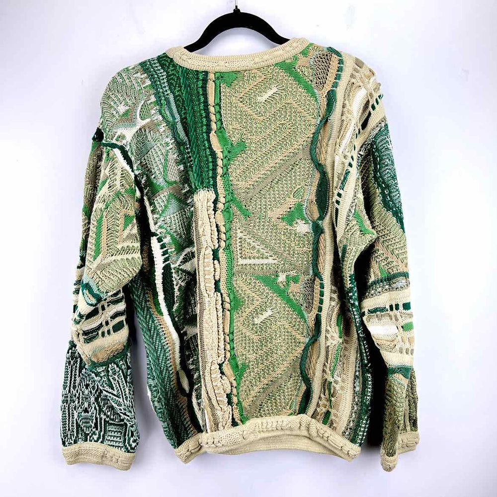Simply Posh Consign Sweater WHITE & GREEN / M COOGI Abstract Men's Cotton Men's Clothes Mens Size M WHITE & GREEN Sweater